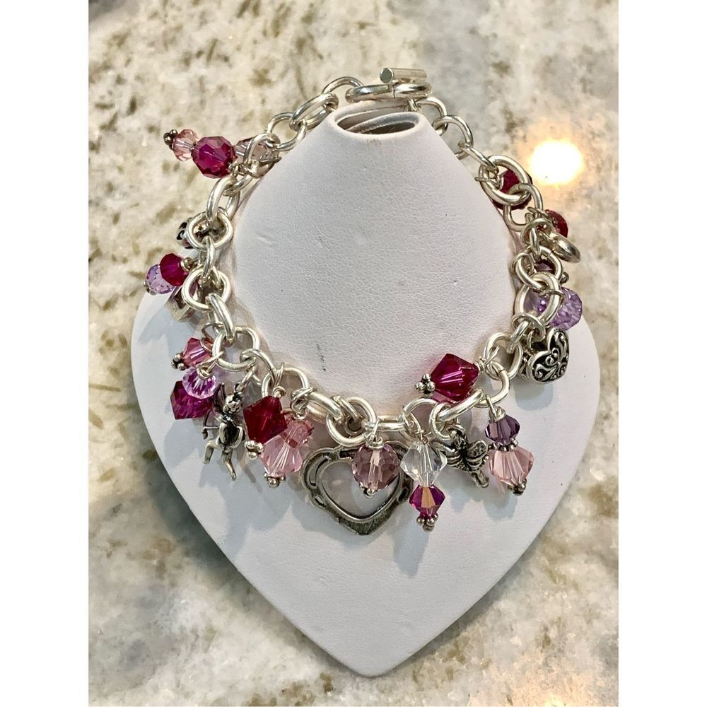 .925 Sterling Silver Vintage Charm Bracelet #hearts #Valentine